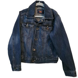 Place Girls Denim Jacket Size S (6) Blue Solid 100% Cotton Long Sleeves Collared